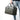 Gray leather duffel bag holding view