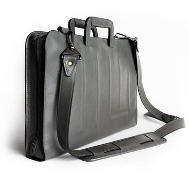 Gray leather briefcase