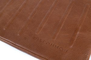 Caramel leather close view.