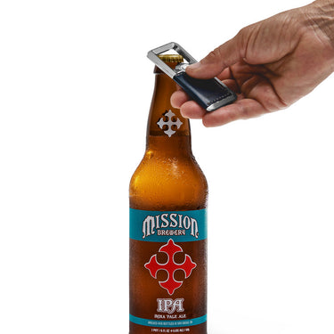The bottle opener in use