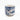 Ceramic cup with blue floral and car design on a white background