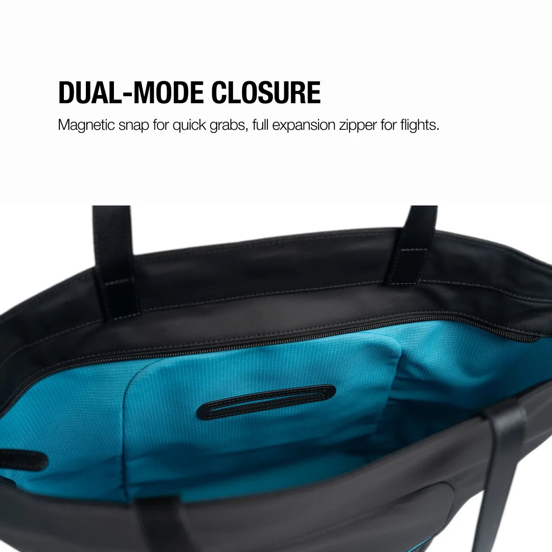 Magnetic top lip and expansion zipper